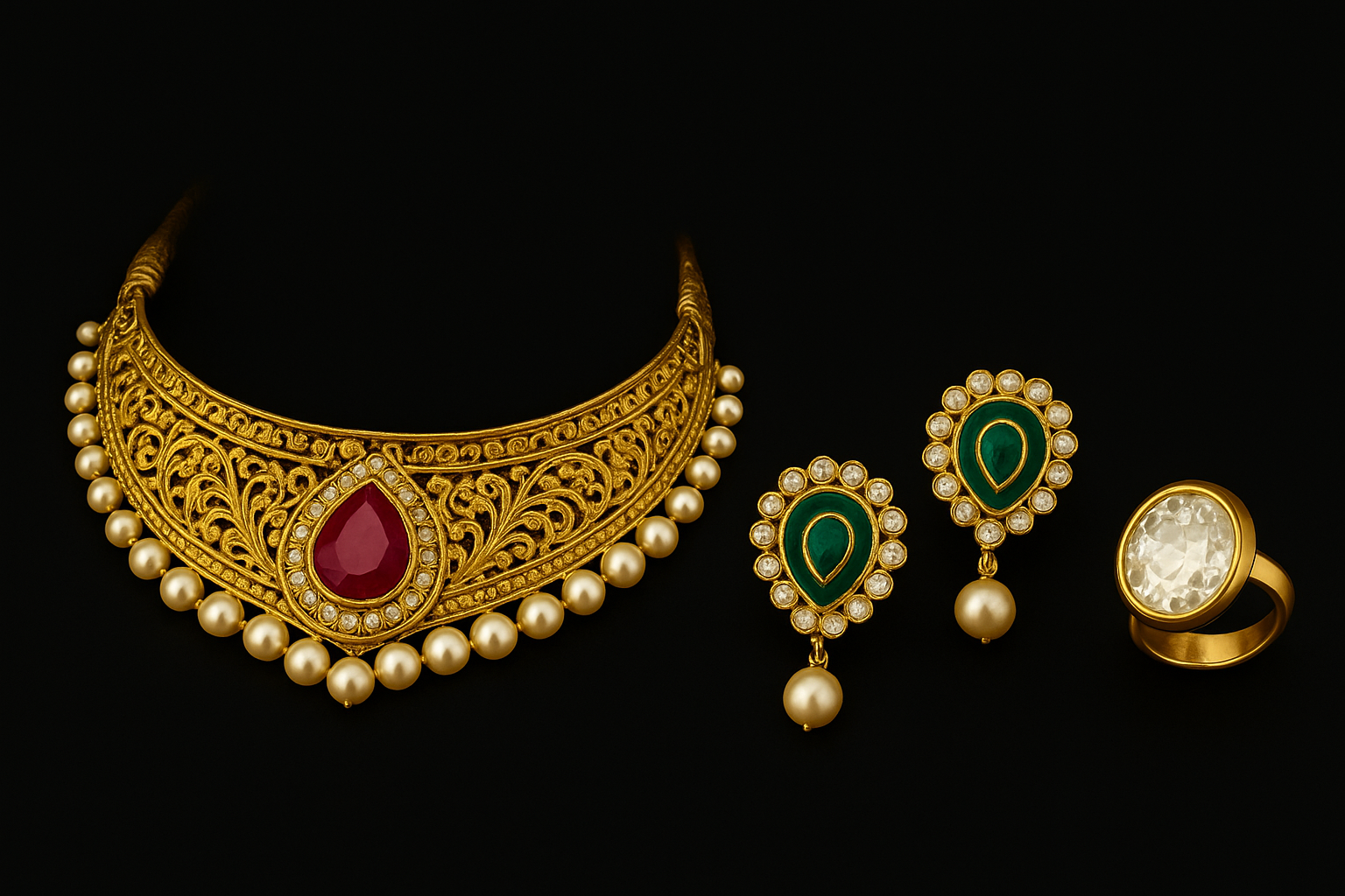 Jewelry manufacturers in India showcasing gold and gemstone jewelry
