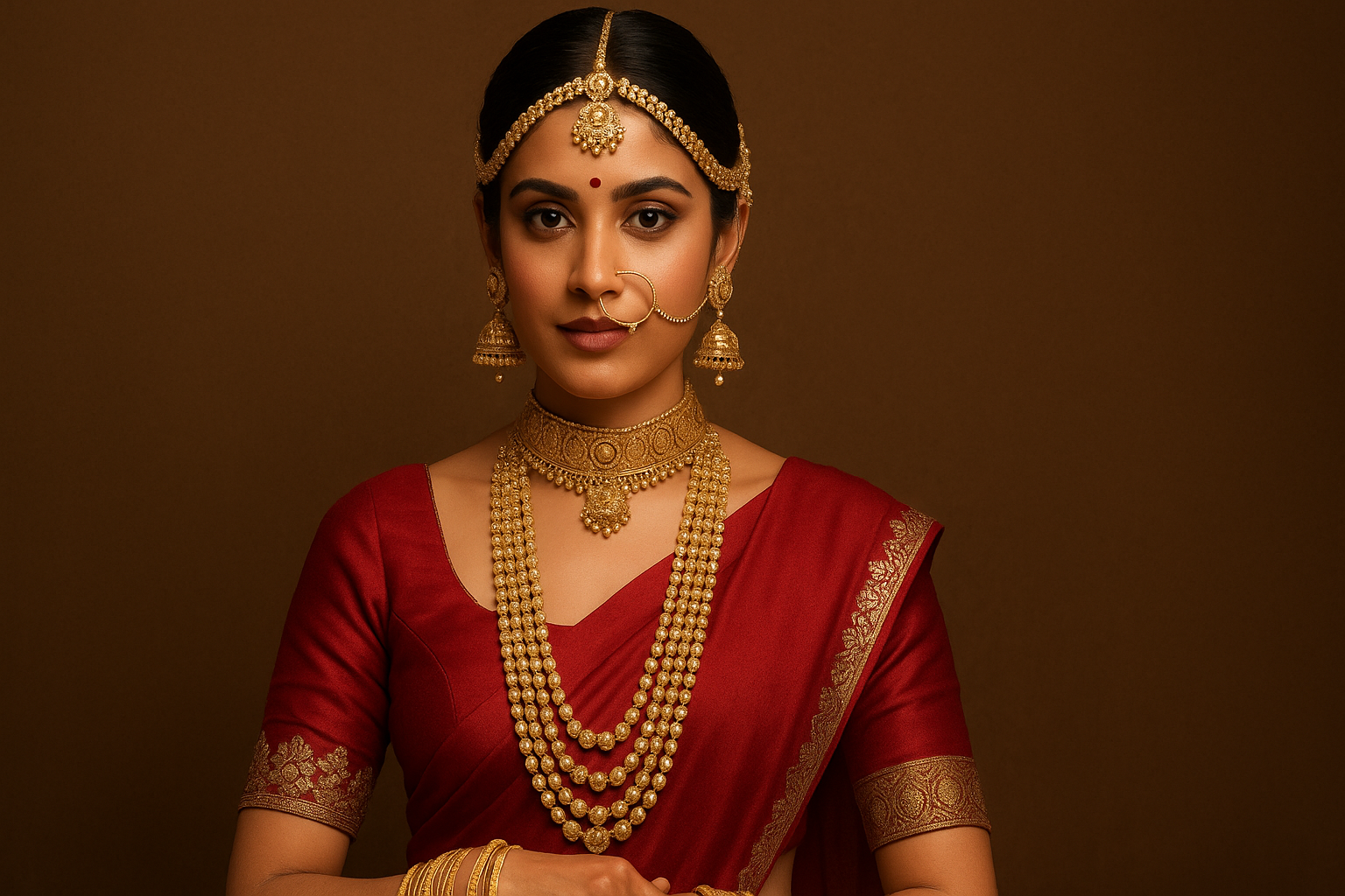 Indian bride in bridal gold jewellery